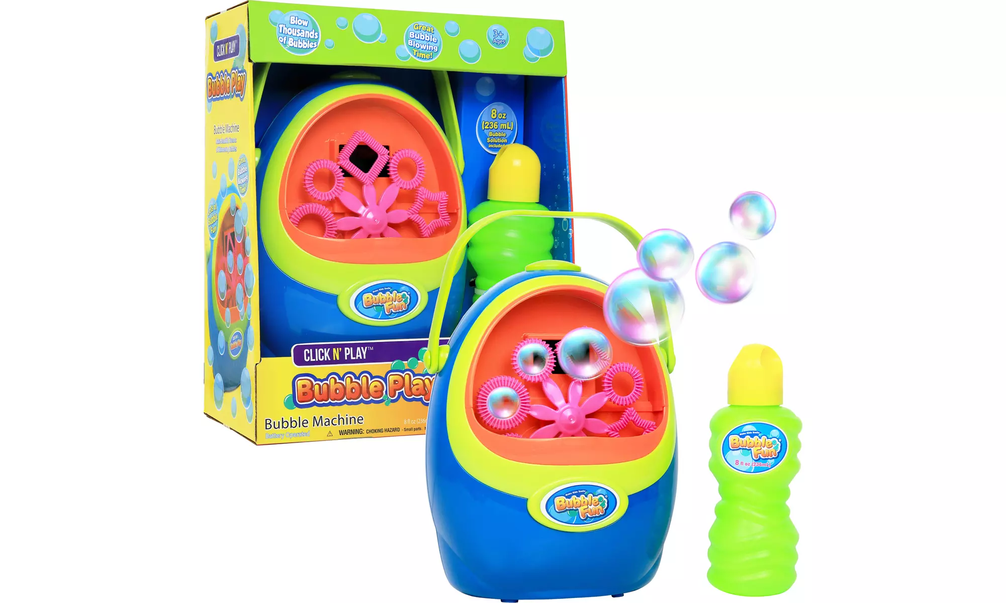 Automatic Bubble Blowing Machine Including A Bottle of Non-Toxic Bubbles - Primary Image