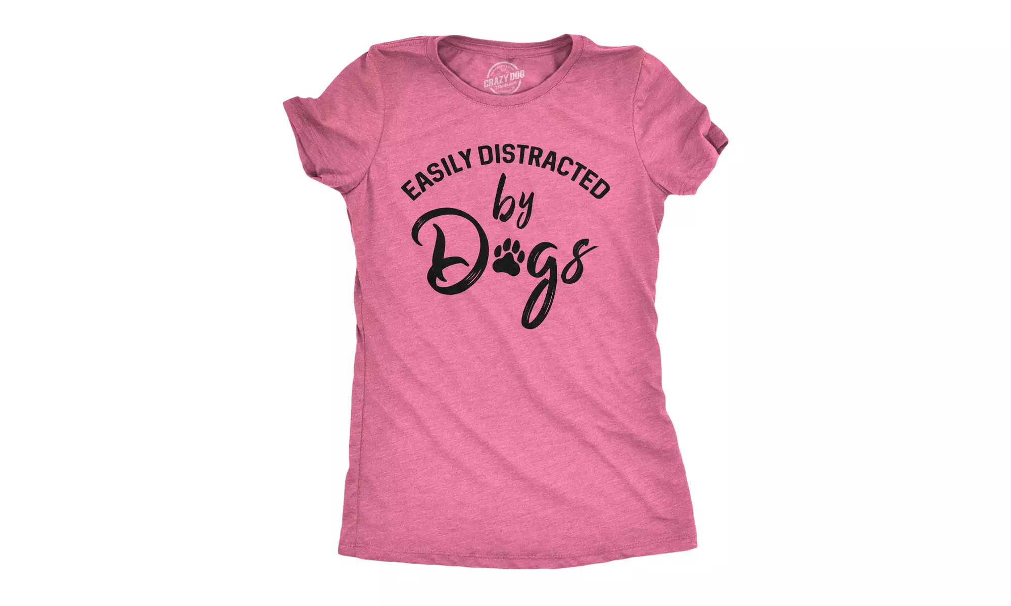 Womens Easily Distracted By Dogs T shirt Funny Graphic Dog Mom Lover Cute Gift