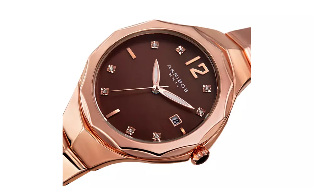 Akribos XXIV Women's Quartz Bracelet Watch With Crystals From Swarovski AKGP932