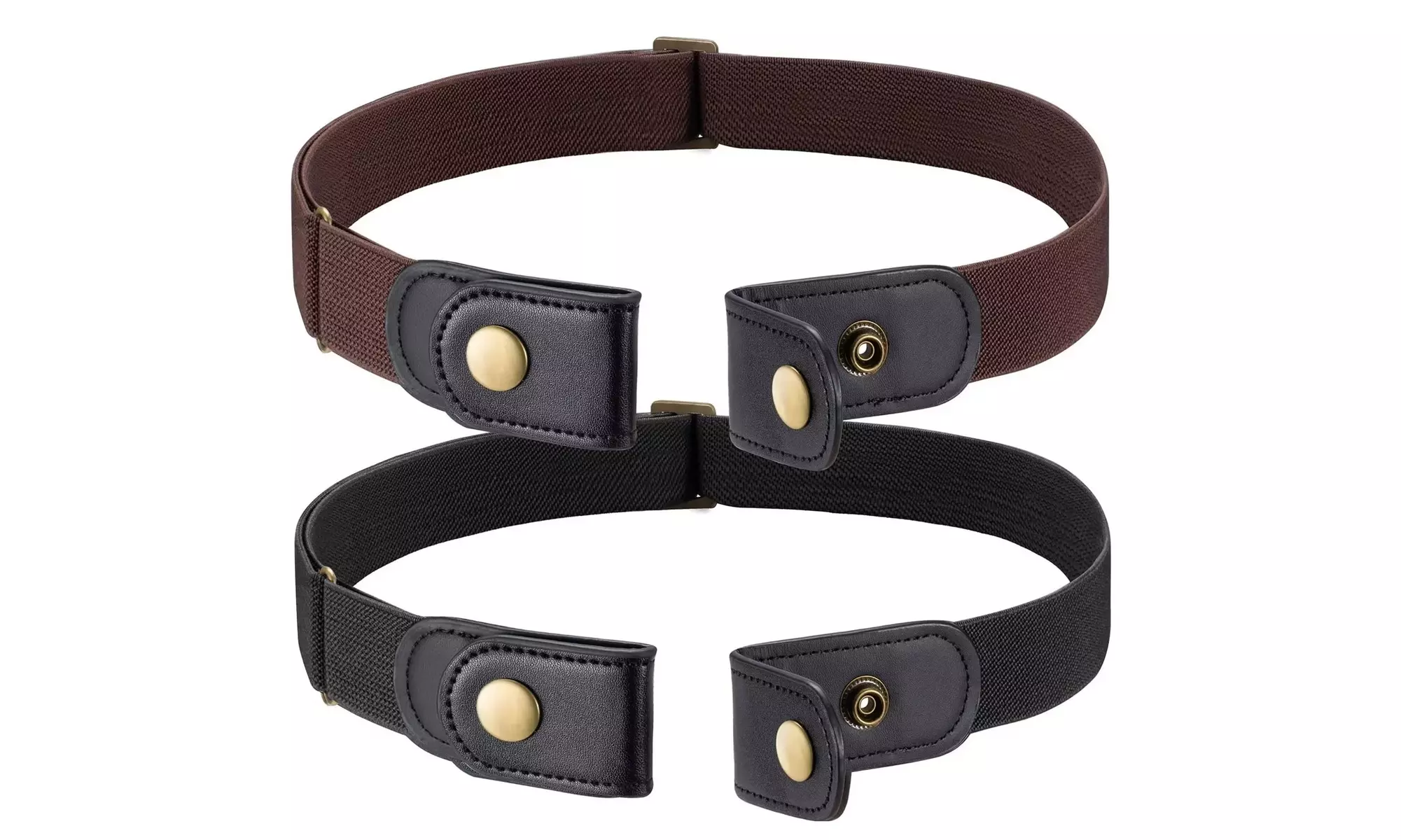 2 Pack No Buckle Free Elastic Belt Adjustable Invisible Stretch Waist Belt
