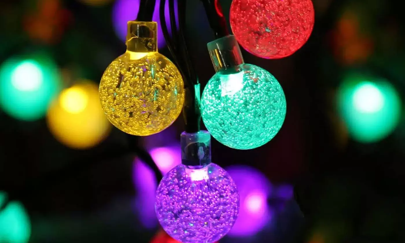 LED Solar String Ball Lights Outdoor Waterproof Garden Yard Decor