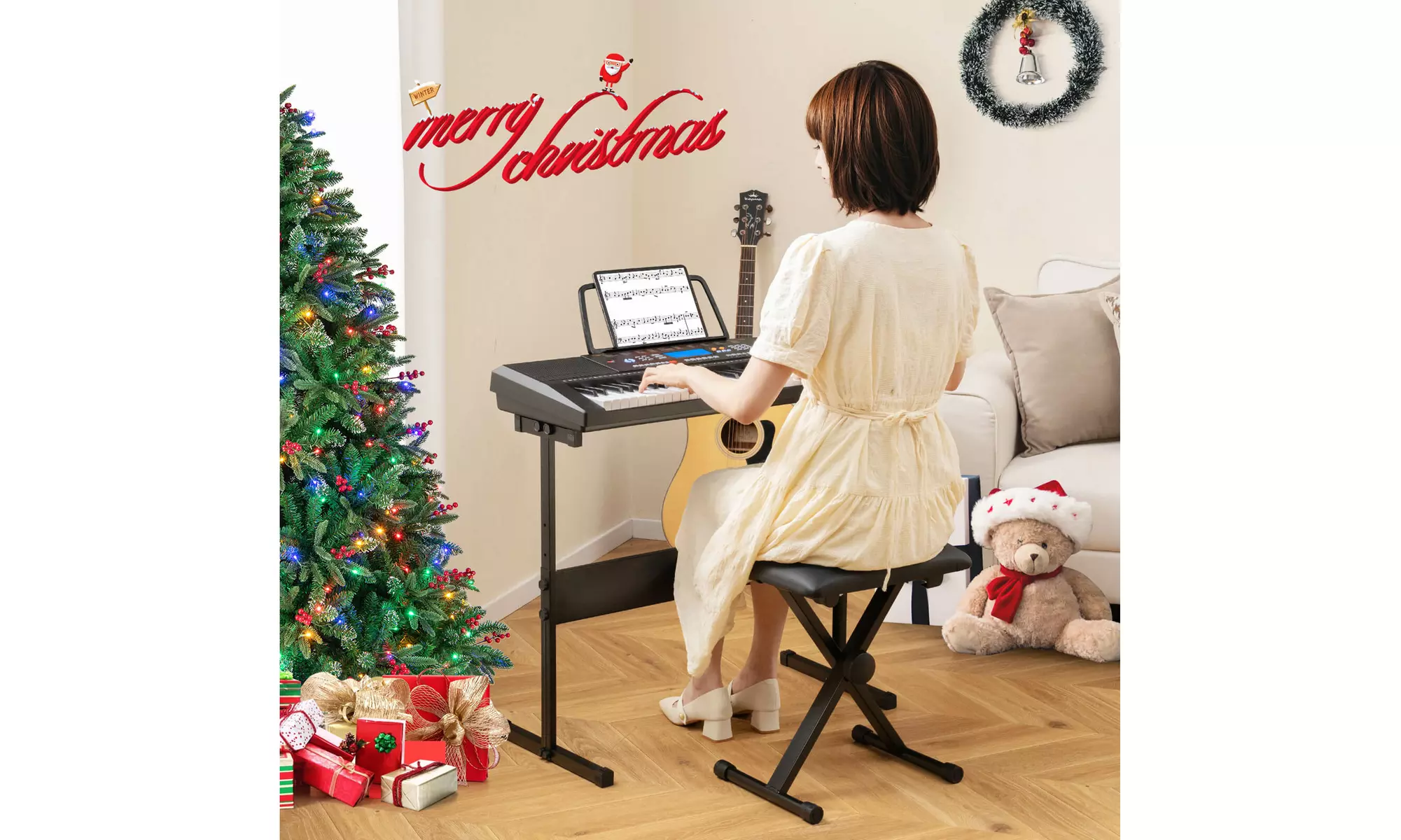 Sonart 61-Key Electronic Keyboard Piano Starter Set w/Stand Bench Headphones