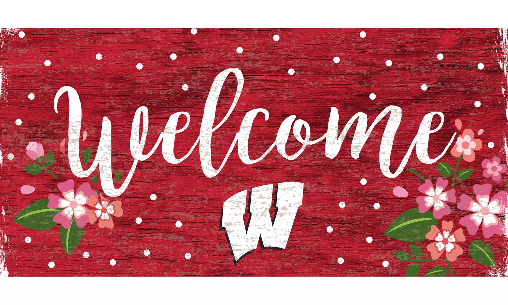 Fan Creations NCAA Welcome Floral 6"x12" Home Sign  - Second Medium