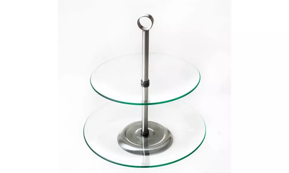 Two-Tier Round Glass Buffet and Dessert Stand - Second Medium