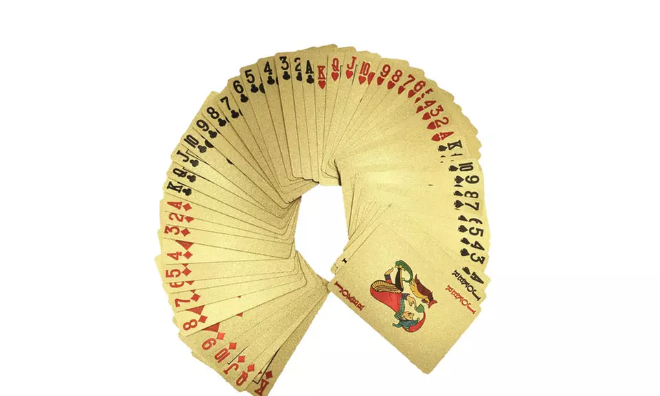 24K Gold-Plated Playing Cards with Optional Case - Primary Image
