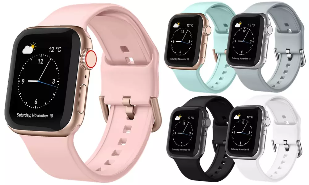 Soft Silicone Sport WatchBands with Apple Watch Bands 40mm 38mm - Primary Image