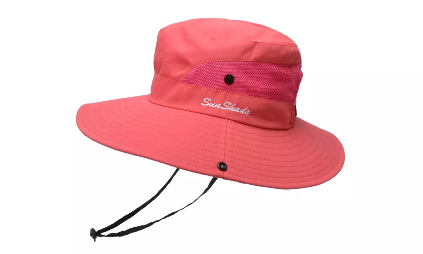 Sun Hat for Women with Wide Brim Ponytail - Beach Hats