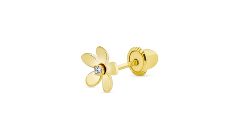 Tiny CZ Daisy Flower Cartilage 1 Piece Stud Earring 14K Gold Gold Yellow Gold Cubic Zirconia