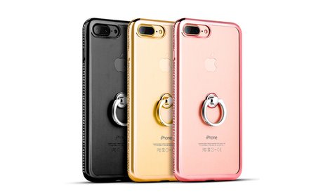 Apple Iphone 7 Plus Diamond Jewel Transparent Tpu Ring Case