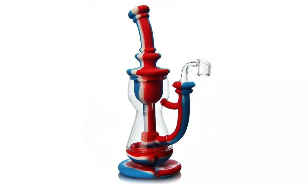 10" Silicone Incycler Dab Rig Water Pipe Hybrid Glass & Silicone  - Second Medium
