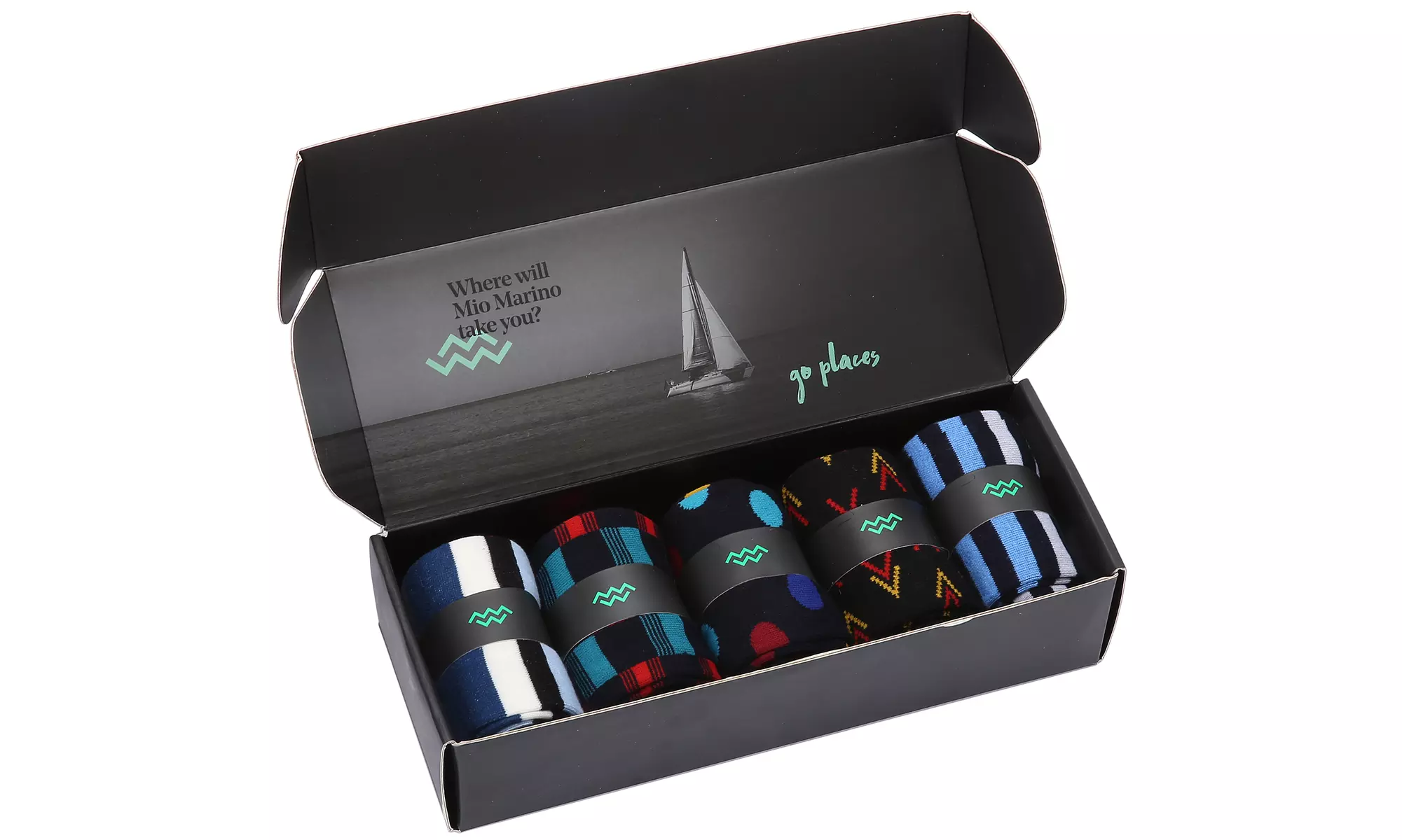 5 Pack - Marino Men's Colorful Patterned Fun Giftable Dress Socks with Gift Box