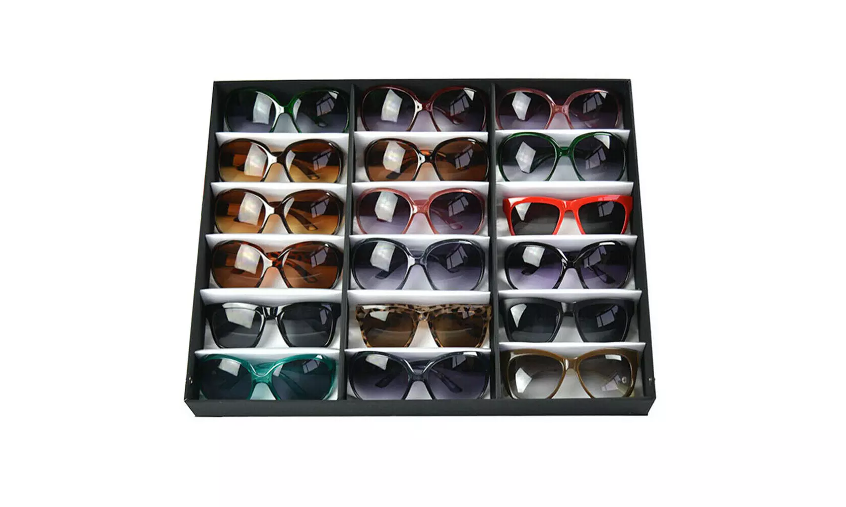 Eyeglass Sunglasses Glasses Storage Display Stand Case Box Holder 18 Grids Slot - Primary Image