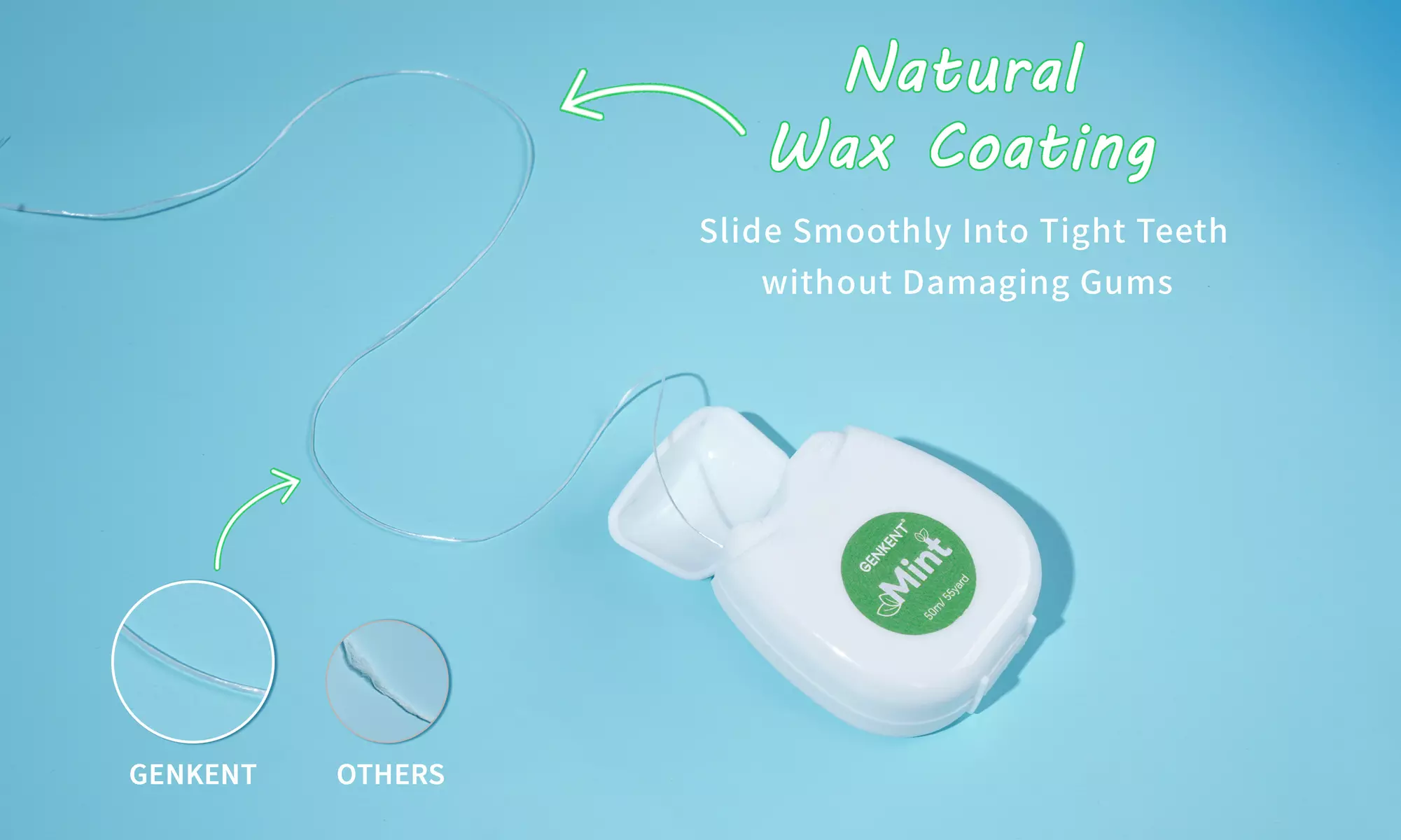 Cool Mint Waxed Dental Floss  for Removes Plaque and Food Debris 4 Packs