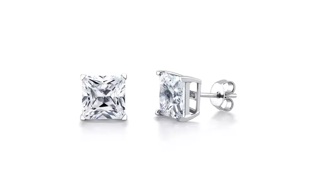 Cubic Zirconia Square Stud Earrings - Primary Image