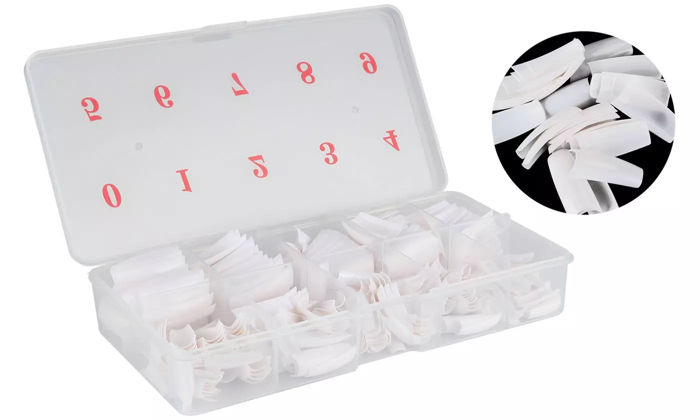 500pcs Lady French Acrylic Style Artificial False Nails Half Tips & Box