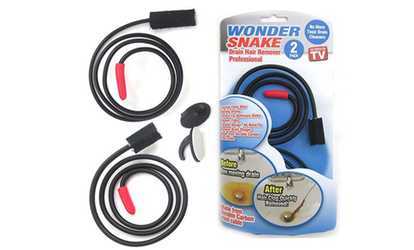 image for QPower Premium New 2-Pack Wonder Snake Clogged Drain Hair Remover