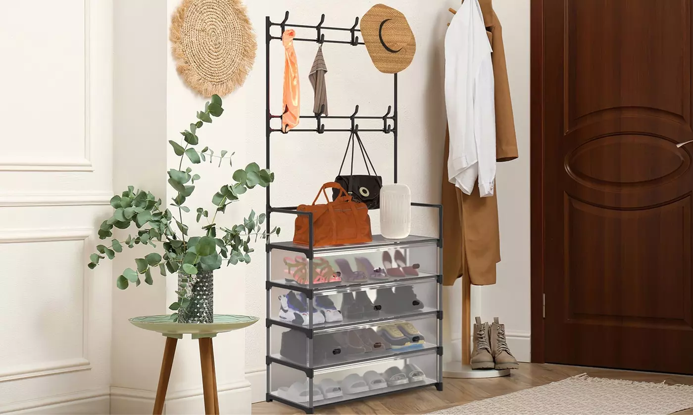 NewHome 5-Tier Freestanding Iron Coat and Shoe Rack
