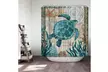 Inverlee 4PCs Sea Style Non Slip Toilet Polyester Cover Mat Set Shower Curtain - Second Medium