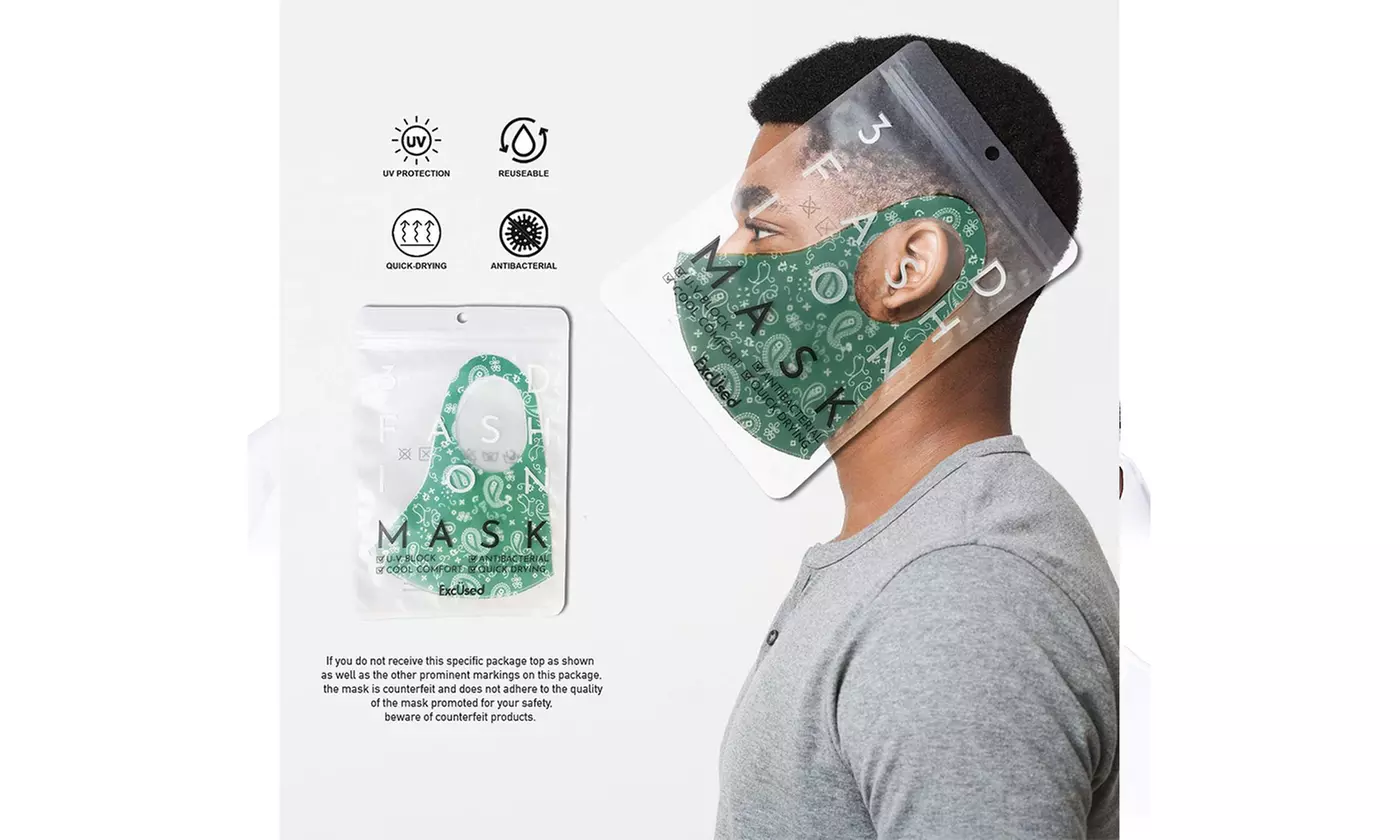 3D Paisley Pattern Dust Prevent Breathable Covering Reusable Face Mask(4 Pack) - Second Medium