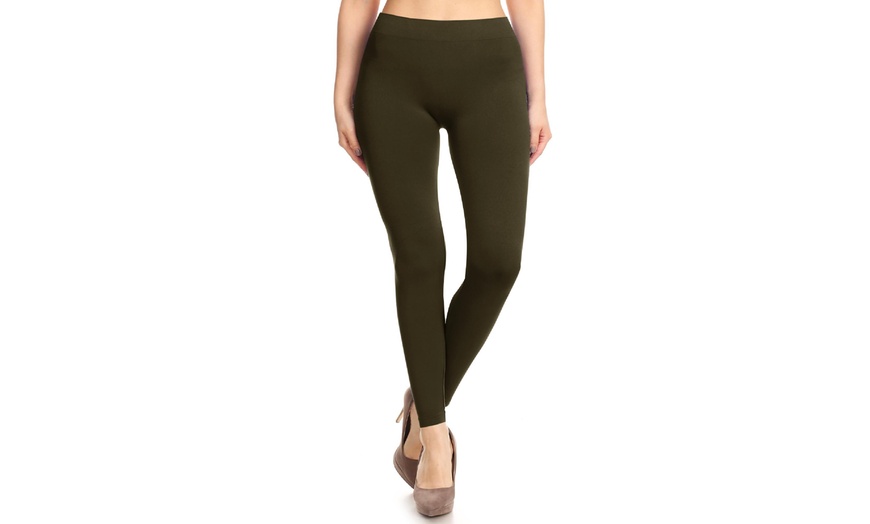 Image 41: Plus size,Solid Color Basic Soft Comfy Elastic Waistband High Waist Leggings