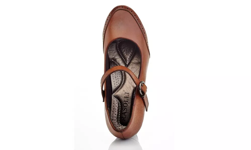 Rasolli Women's Virginia Mary Jane Wedge Pumps