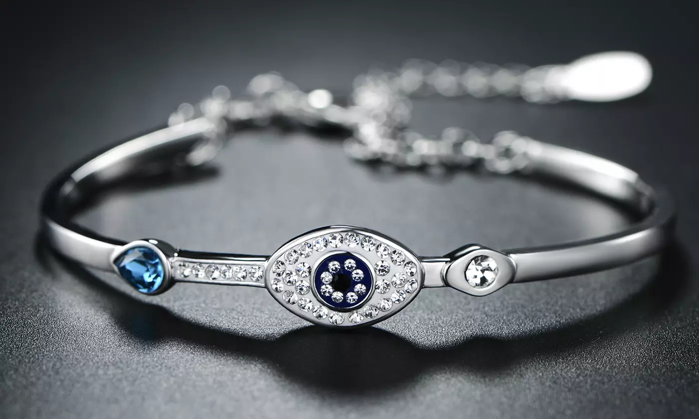 Crystal Evil Eye Bracelet Made with Swarovski Elements by Barzel - Primary Image