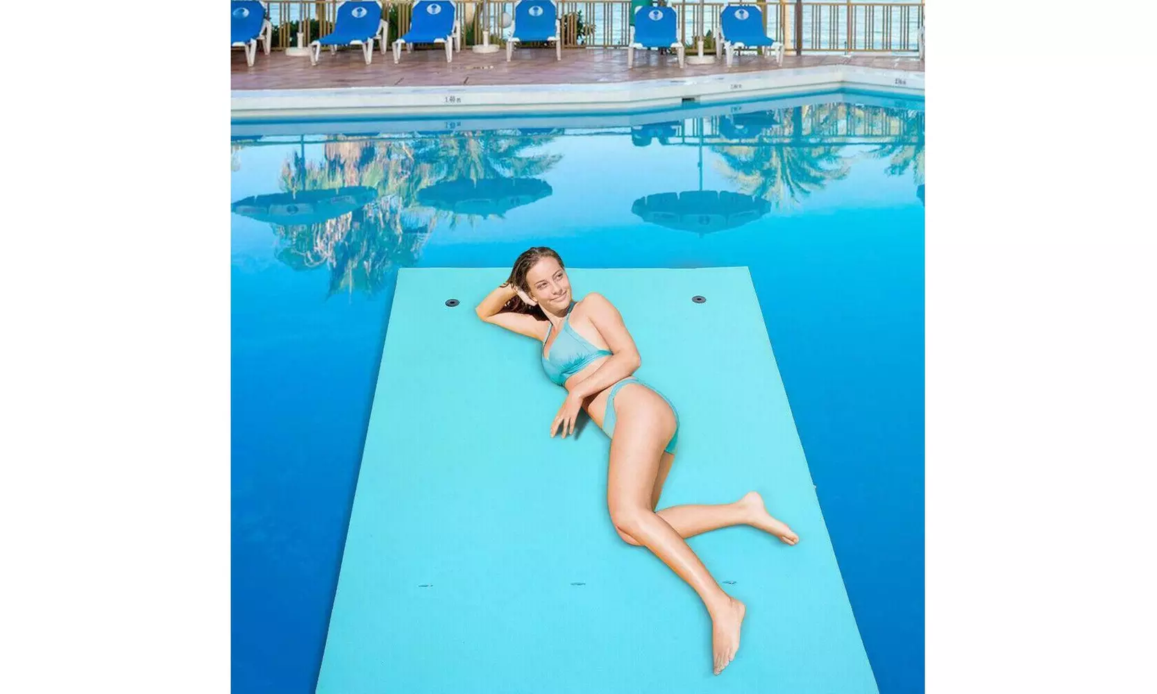 Floating Pad 9 x 6 Ft Water Floating Mat, 3 Layer - Second Medium