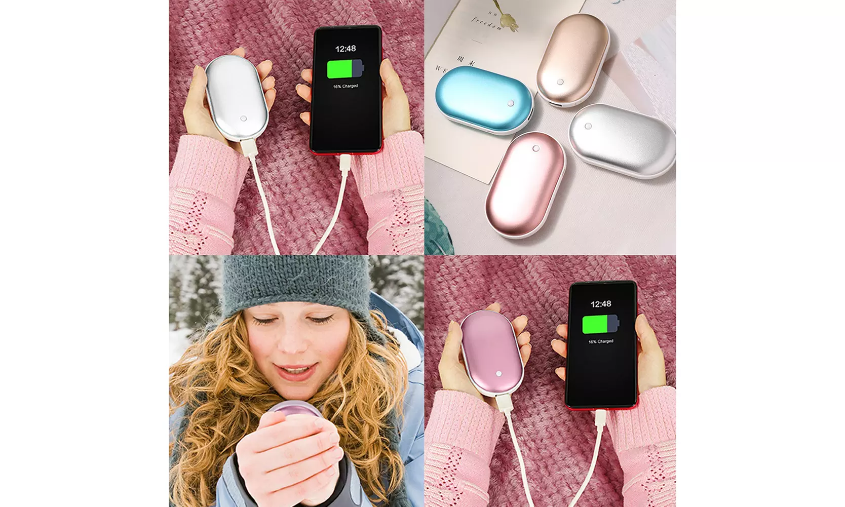 US 2-4 Pack Hand Warmers Rechargeable Power Bank USB Reusable Pocket Size Heater