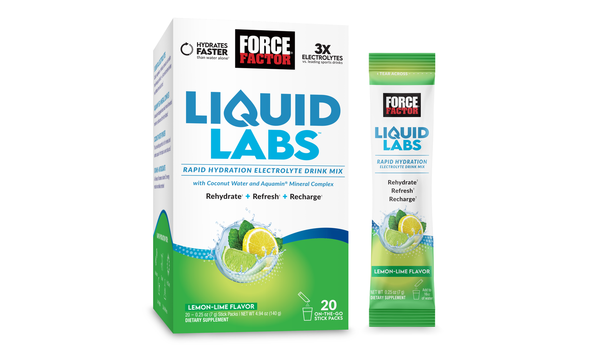 Force Factor Liquid Labs Electrolytes Powder, Hydration Packets - Lemon-Lime  - Primary Image