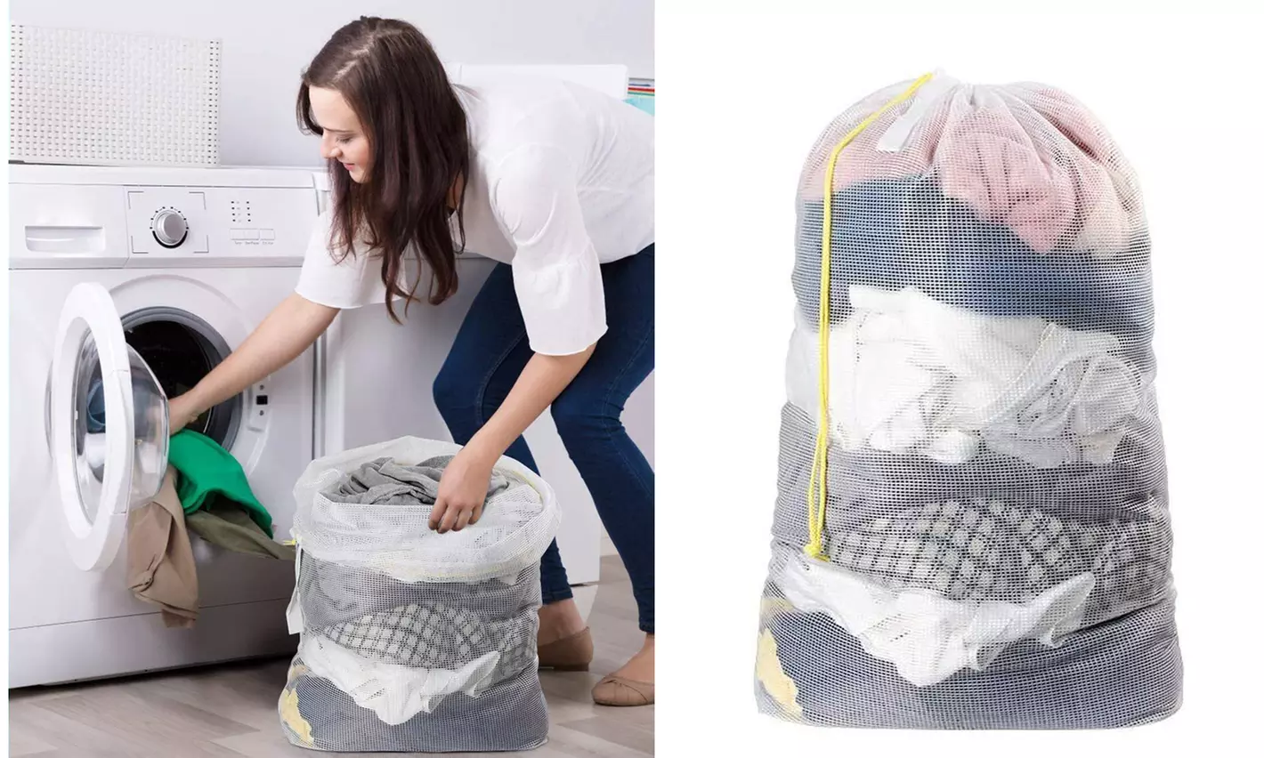 36" Extra Large Laundry Bag Mesh Heavy Duty Drawstring Jumbo Washing Hamper - Primary Image