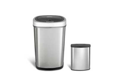 Nine Stars Stainless Steel Motion Sensor Trash Can Set (2-Piece)