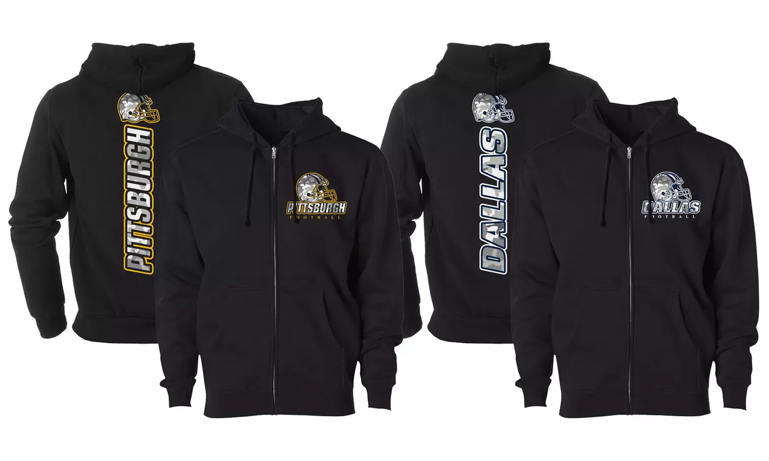 Men Army Camo Football Zip Up Hoodie (S-2XL)
