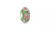 Bling Jewelry Pink Flowers on Green Sterling Silver Murano Glass Bead