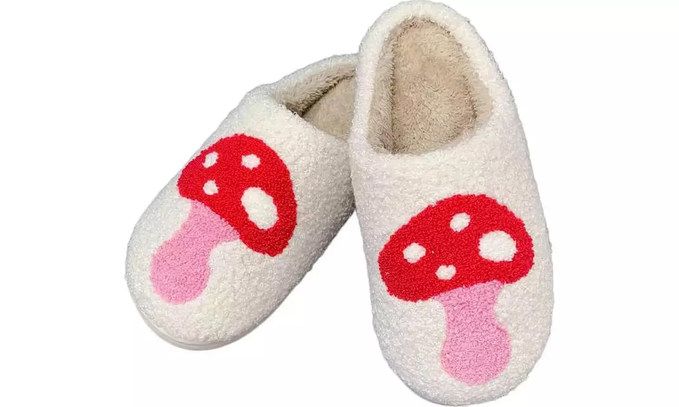 Women's Plush Slippers in Heart, Strawberry or Cherry Mushroom Design