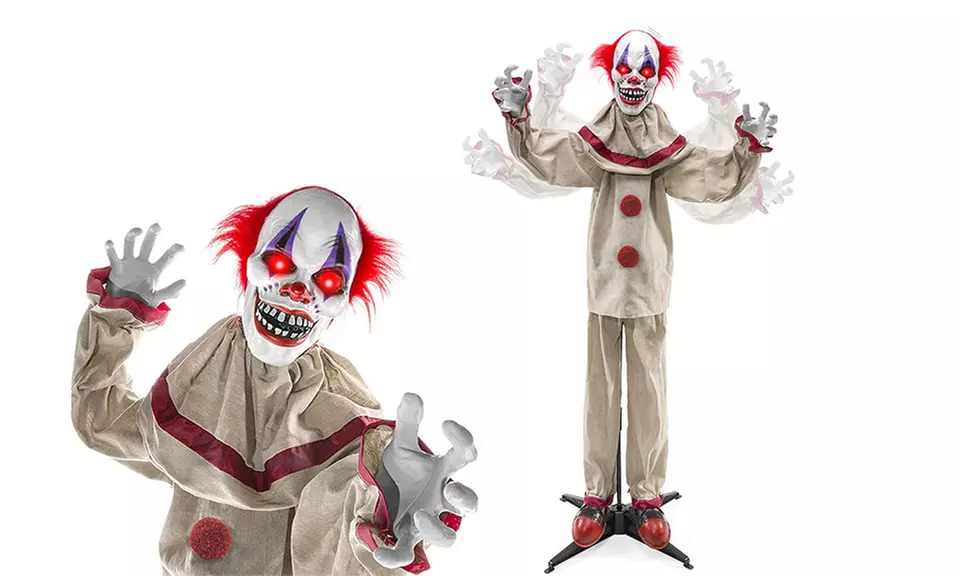 Scary Harry The Motion Activated Animatronic Killer Clown, Halloween Prop - Primary Image