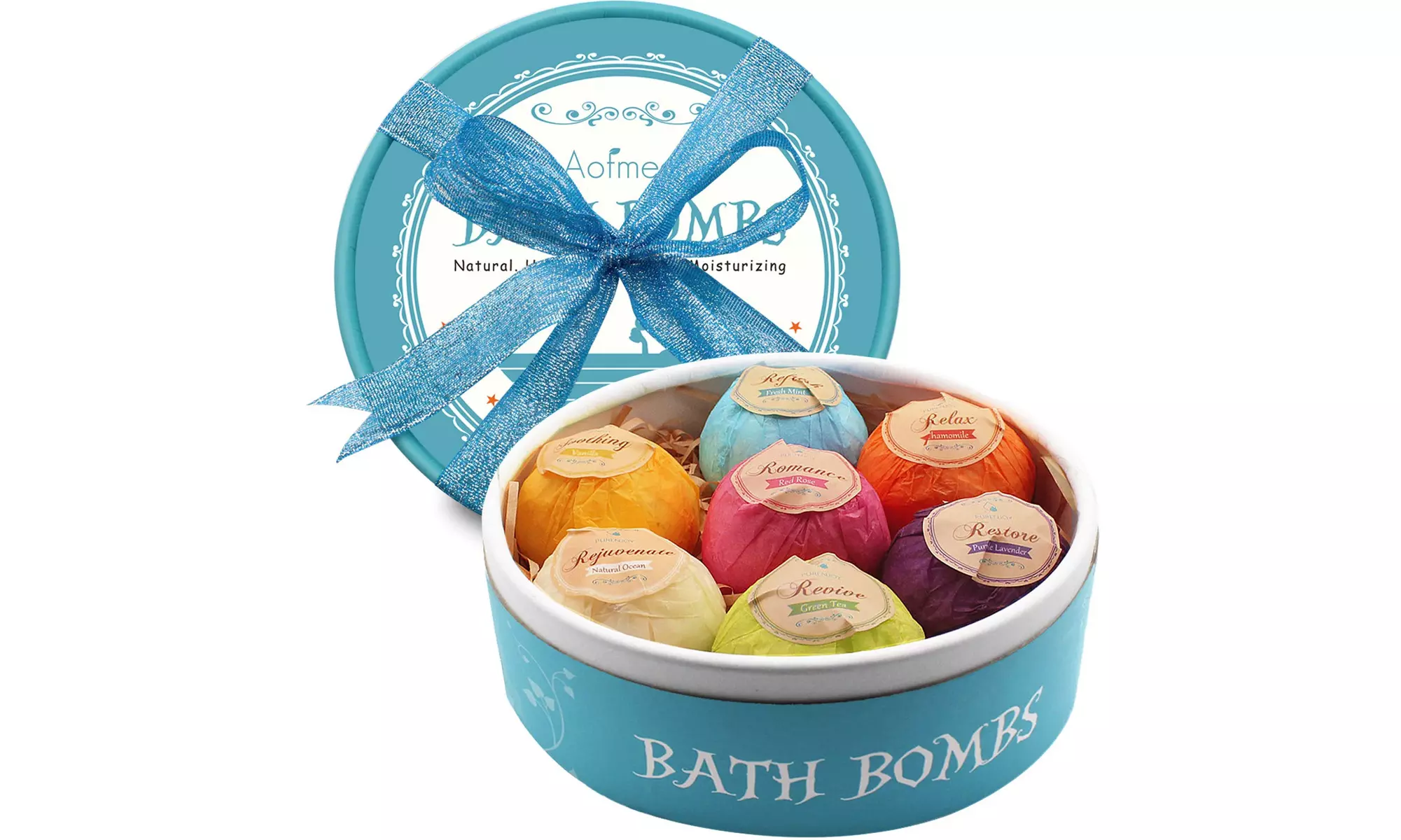 Aofmee Bath Bombs, 7 Pcs Fizzies Spa Kit Perfect for Moisturizing Skin - Primary Image
