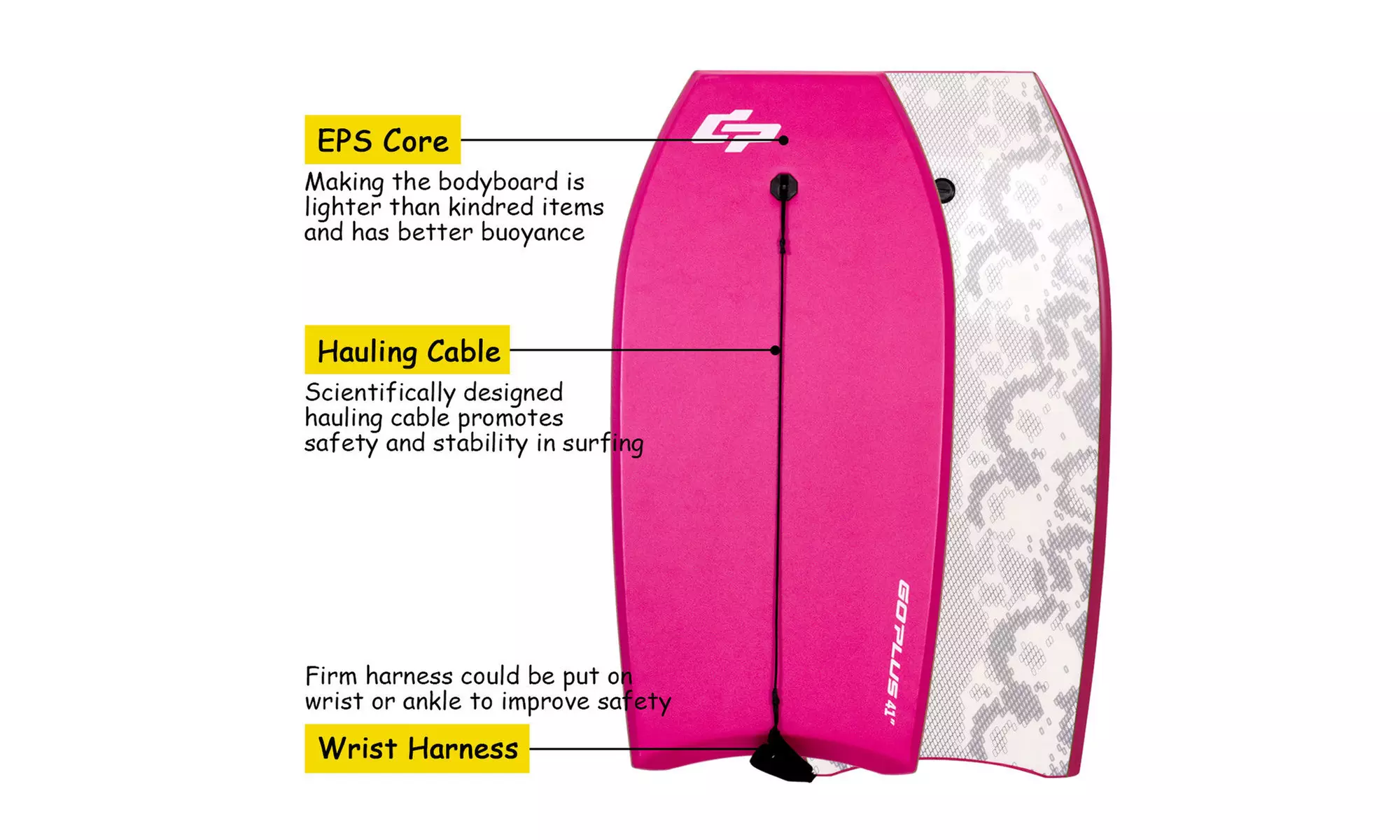 42'' Lightweight Super Bodyboard Surfing W/Leash IXPE Deck EPS Core Boarding