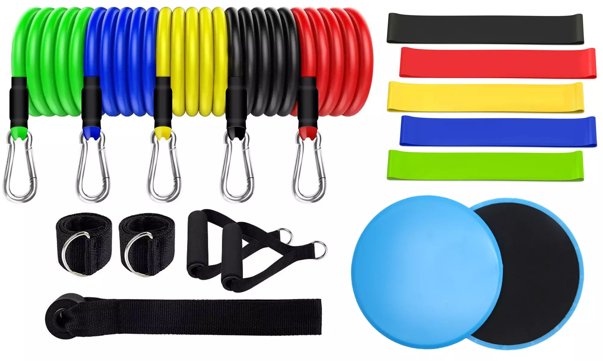 Workout Resistance Bands Set Exercise Bands Set with Core Sliders (Set of 19) - Primary Image