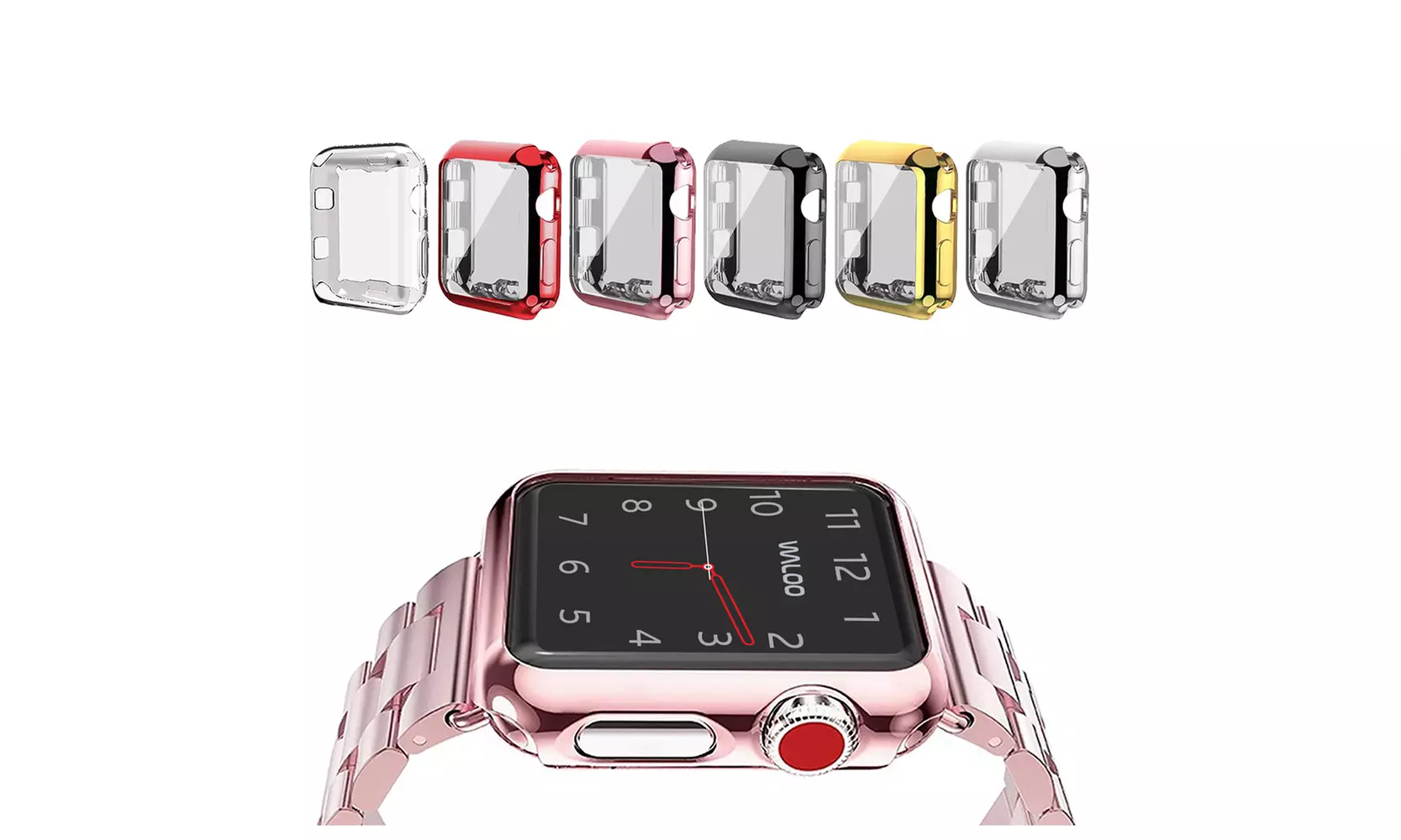 Two-Pack Waloo Electroplate Protective Cover for Apple Watch for Series 1-9 - Primary Image