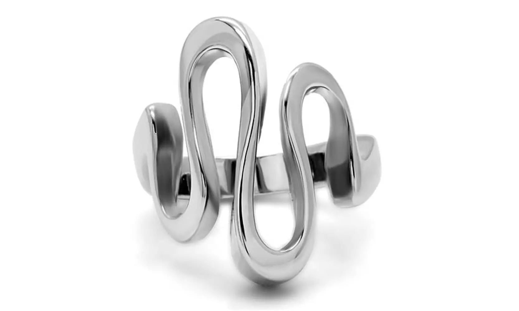 Women's High Polished Stainless Steel 316 Wave Cocktail Fashion Ring 