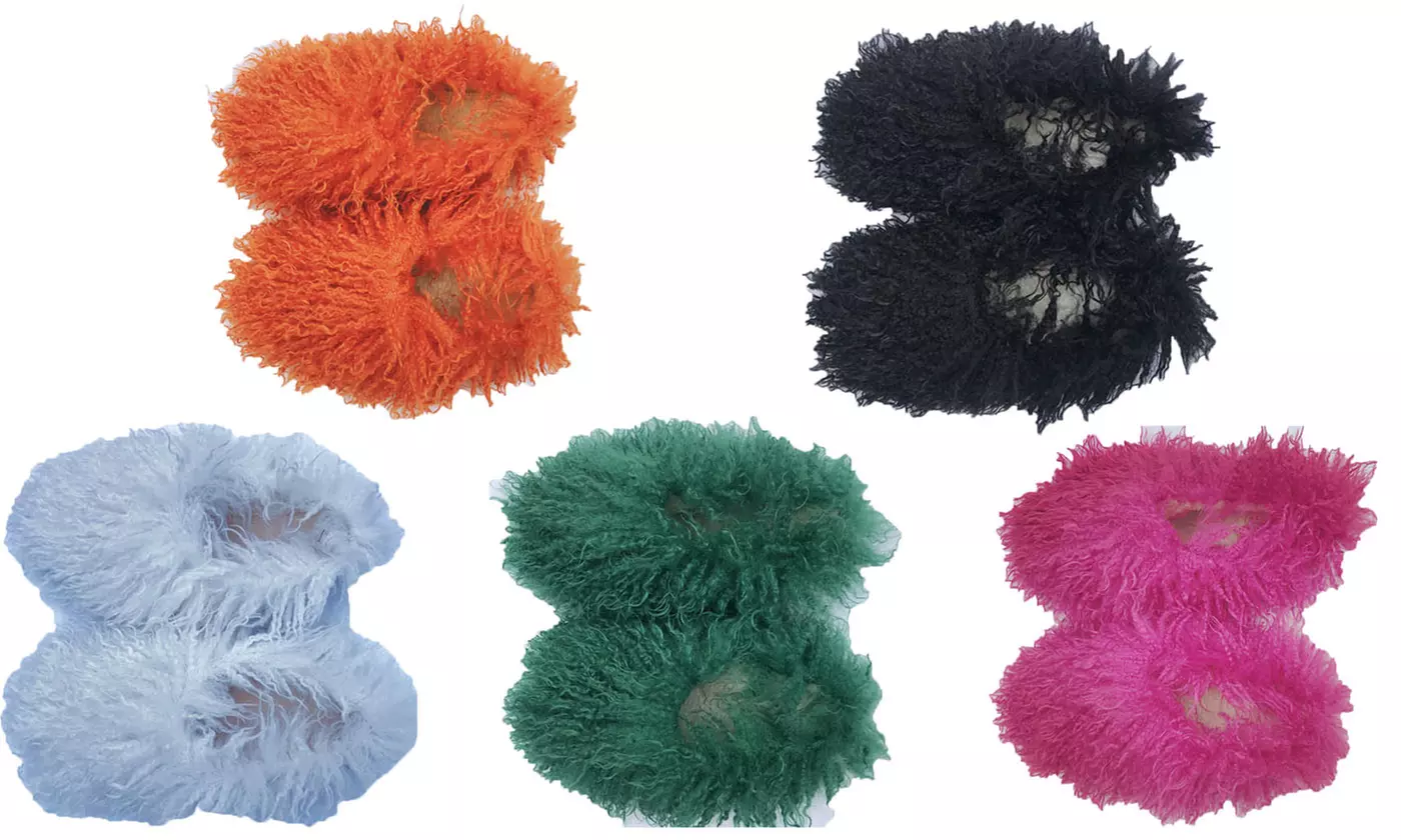 Women's Faux Fur Clog Slipper Retro Soft Plush Non-slip Slippers for Winter - Primary Image
