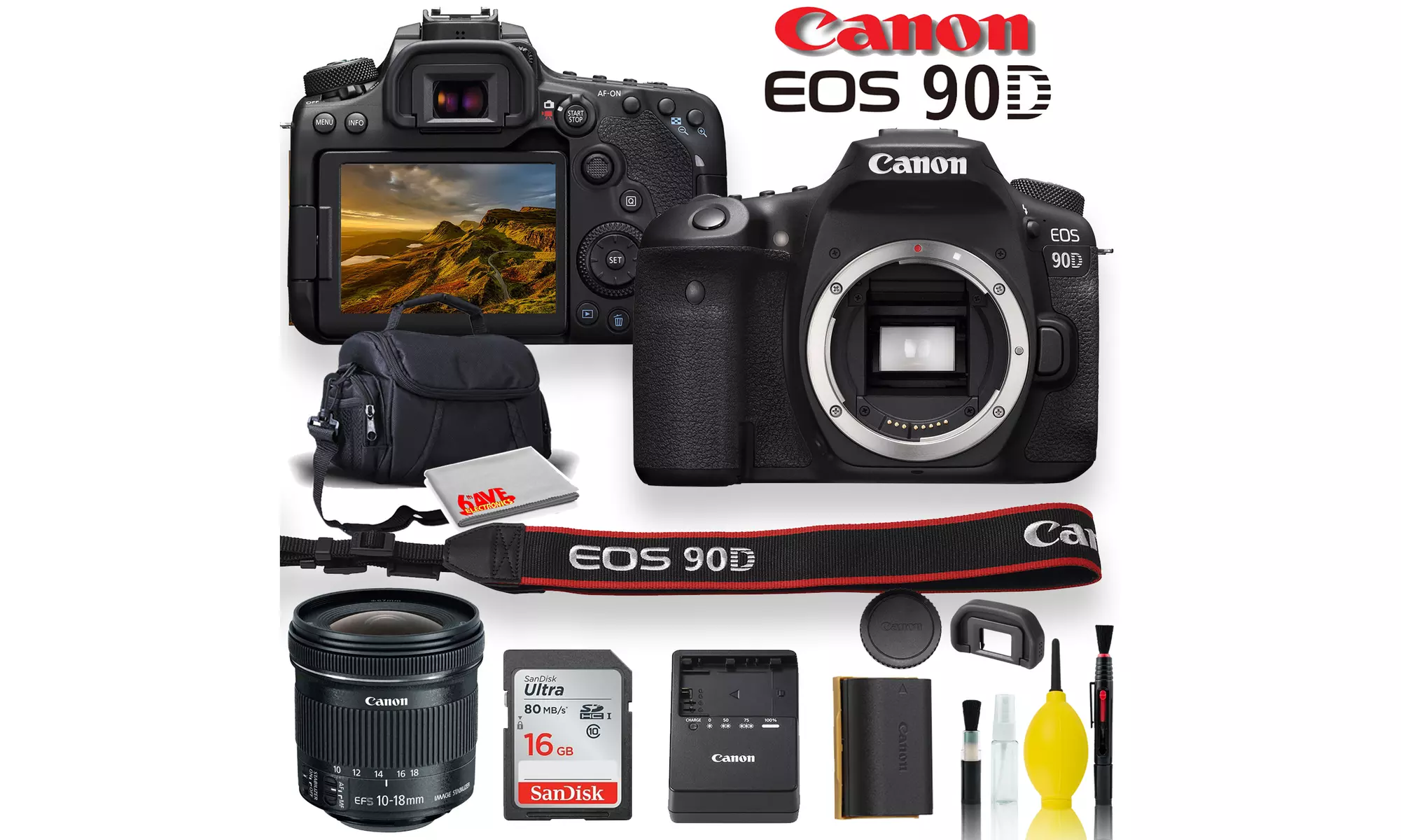 Canon EOS 90D DSLR Camera With Canon EF-S 10-18mm STM Lens - Starter Bundle  - Primary Image