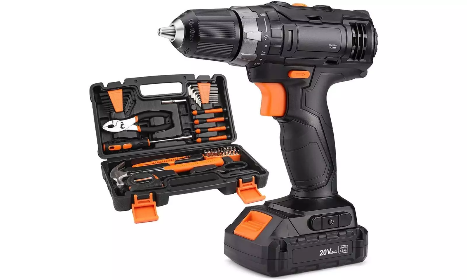 TACKLIFE  20V Tool Kit with Drill,Cordless drill with 60PCS Accessories - Primary Image