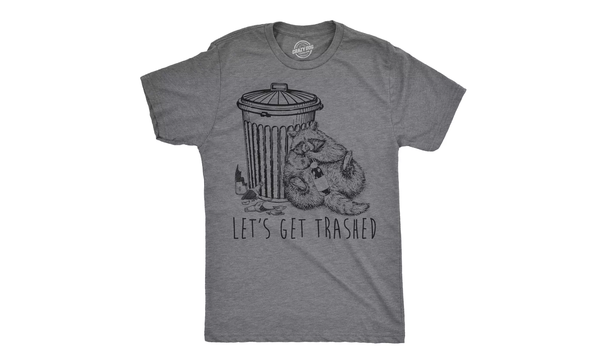 Mens Lets Get Trashed Tshirt Funny Racoon Garbage Can Drinking Tee For Guys - Second Medium