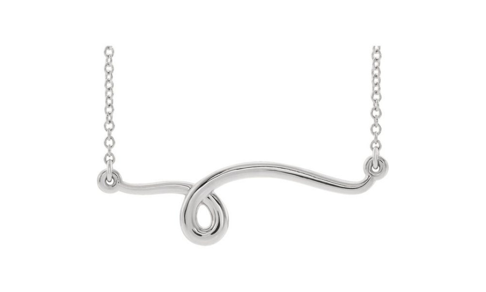 White Gold Plated Freeform Bar 16 Necklace