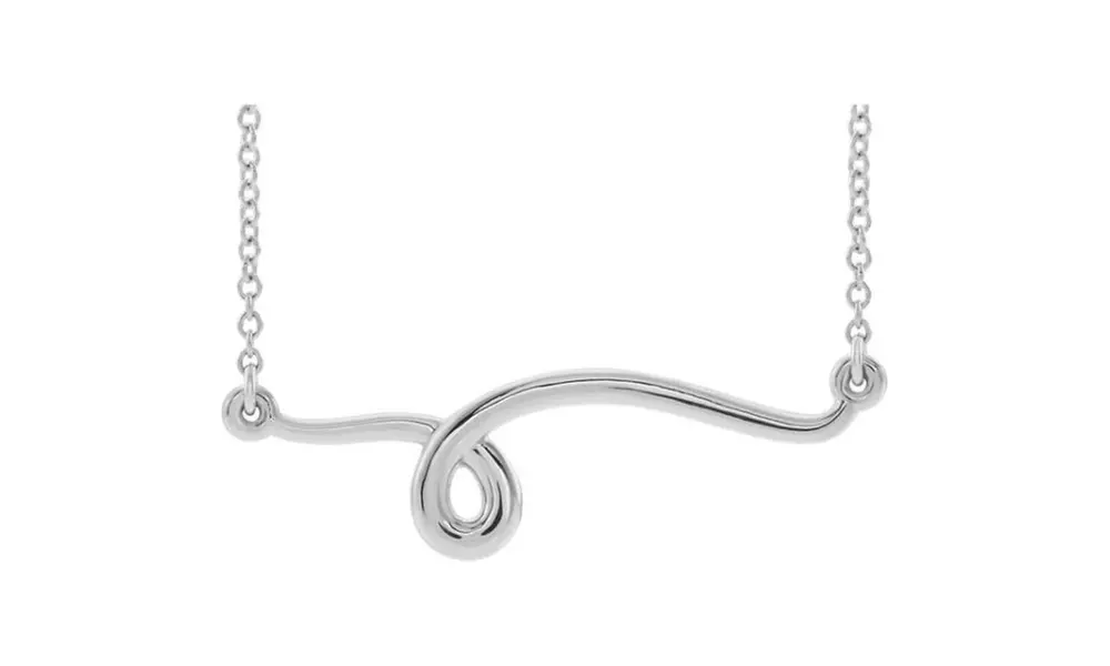 White Gold Plated Freeform Bar 16 Necklace - Primary Image