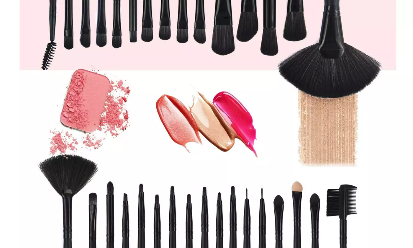 Makeup Brush Set, 32pcs Black Makeup Brushes Synthetic Soft Bristles Brush - Second Medium