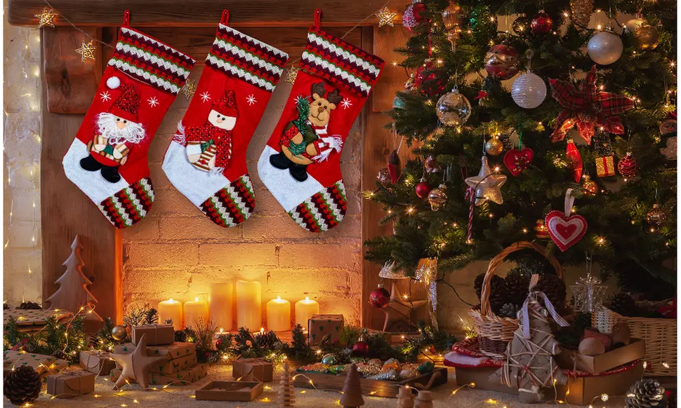 Jolly Christmas Stockings 2-Pack or 3-Pack Festive Holiday Décor
