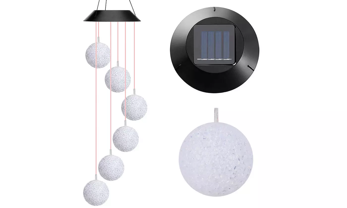 LED Color-Changing Solar Power Wind Chime Night Garden Decoration Spiral Spinner