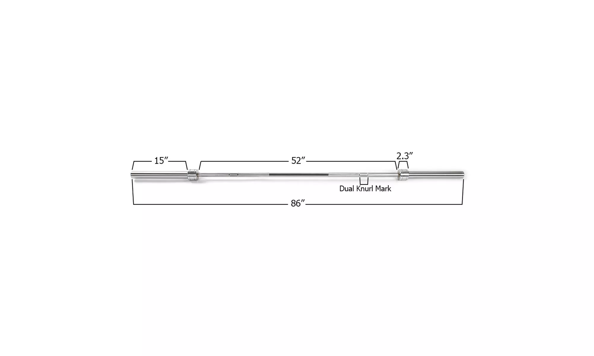 7 feet Barbell Olympic Bar, Olympic Weightlifting Bar 28mm Grip, Silver - Second Medium